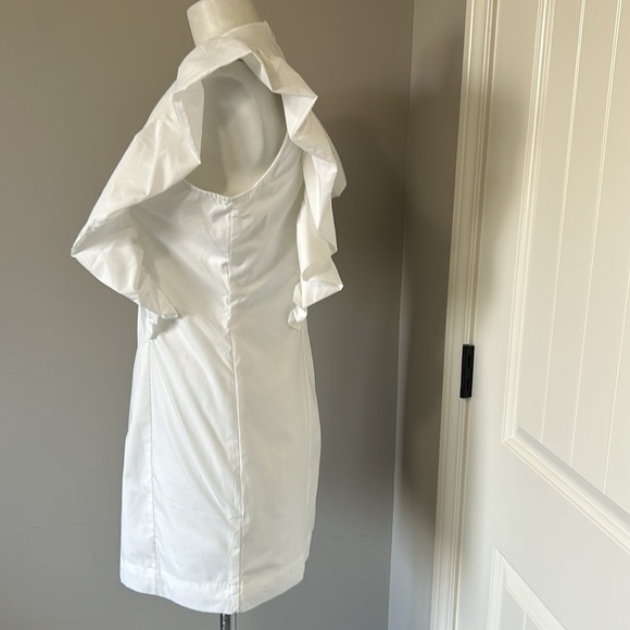 En Saison Lifted Mini Dress Ruffle Round Neck Sleeveless White Sz S NEW - Picture 4 of 11